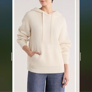 TWP Rib Cashmere Sweater Hoodie in Ivory Size XS